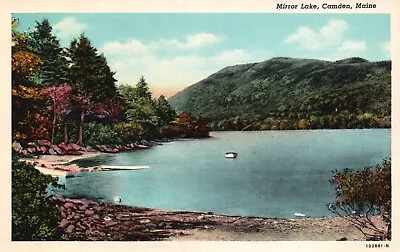 Postcard ME Camden Maine Mirror Lake White Border Antique Vintage PC F1914 • $4