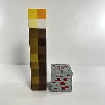 WORKING Think Geek 2014 Minecraft Light-Up Wall Torch And Redstone Lamp Bundle • $20