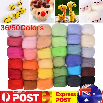 36/50 Colors Wool Felt Fibre Wool Yarns Roving For Needle Spinnings DIY Dolls • $19.49