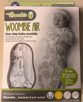 $19.99 • Buy Woombie Air - One-step Baby Swaddle - White/Grey