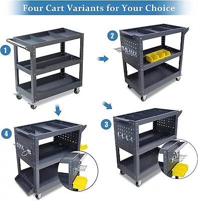 Steel Tool Cart On Wheels For Mechanics 500 Lbs Tool Cart With Lockable Casters • $145.99