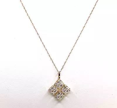 Vintage Signed 14K DQCZ JCM Gold Cubic Zirconia Pendant 14K Chain Necklace 17.5  • $85