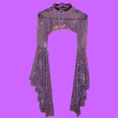 Dolls Kill - Widow Mauve Purple Lace Bell Sleeve Shrug Gothic Medieval Rare XS • $41