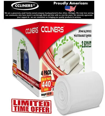 CCLINERS 2-3 Gallon Clear Small Garbage Bags Bathroom Trash Bags 440 Count • $24.99