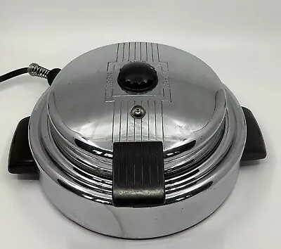 Vintage Knapp Monarch Chrome Art Deco Round Waffle Iron Maker Made St. Louis USA • $29