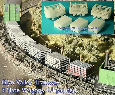 £13.99 • Buy OO9/009 Glyn Valley Tramway GVT Slate Wagons X 3 Narrow Gauge HOe