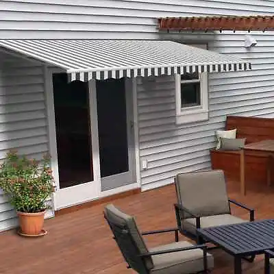 ALEKO Motorized 12 X 10 Feet Retractable Home Patio Awning Grey And White • $335.20