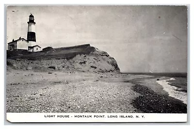 Montauk LI NY - MONTAUK POINT LIGHTHOUSE ~ Light House Shore Beach & Cliff • $4.75