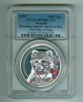 Mongolia 2020 500 Tug Woodland Spirits-raccoon Dog 1 Oz .999 Silver Pcgs Pr-70dc • $199.95