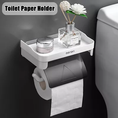 Toilet Paper Holder Waterproof Wall Mount Roll Paper Dispenser Tissue Box Shelf • $13.35