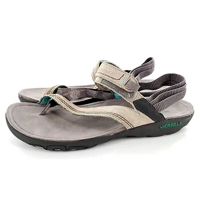 Merrell Mimosa Drizzle Sport Sandals Womens 11 Beige/Gray/Teal • $34