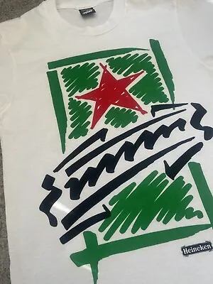 £19.99 • Buy Vintage Heineken Graphic Print Front Single Stitch T-Shirt Size Medium