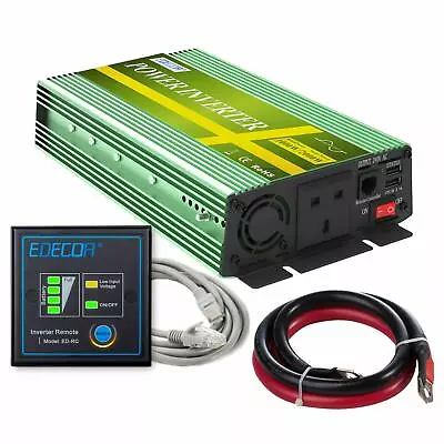 £114.99 • Buy EDECOA Power Inverter 1000W 2000W 12V 240V Pure Sine Wave UK Sockets 2.1A USB