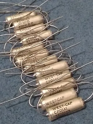 .01uf 400vdc X 12  West-cap Capacitors NOS Tested Axial. • $99.99