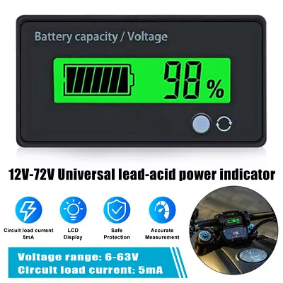 LCD Display Volt Monitor Battery 12V-72V Capacity Digital Voltmeter Voltage TOP • $9.74