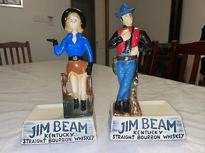 Vintage Jim Beam Matching Cowboy & Cowgirl Bottle Stands Australia • $550