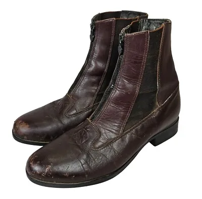 Ariat 4LR Maroon Ankle Boots 8.5B Womens Leather Zip Front Chelsea Style • $24.99