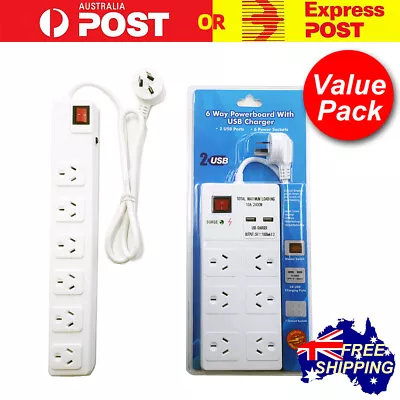 USB Power Board 6 Way Or 6 Way & 2 USB Powerboard Overload Surge Protection • $15.95