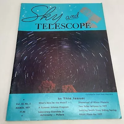 Sky And Telescope Magazine March 1977 Pulsars Minor Planets Eclipses • $10.25