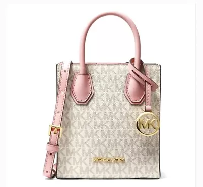 Michael Kors Mercer Extra Small Shopper Logo Canvas & Leather Crossbody NWT $348 • $97.98