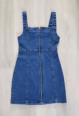 PRIMARK Size 8 Blue DENIM DRESS Summer ZIP UP FRONT Holiday BODYCON  • £7.99
