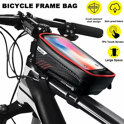 MTB Bike Front Top Tube Frame Bag Bicycle Cycling Waterproof Phone Holder Case • $15.95