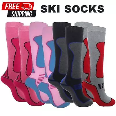 1 Pair Women Thermal Padded Ski Socks High Performance Long Length (SIZE 4-8) • £2.49