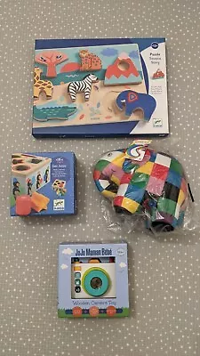 £20 • Buy Brand New Wooden Toys Bundle: Djeco Puzzle & Sorting Box, JoJo Camera & Elmer 