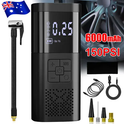 6000mAh Car Tyre Inflator 12V Air Compressor Electric Pump Cordless USB Charging • $38.85