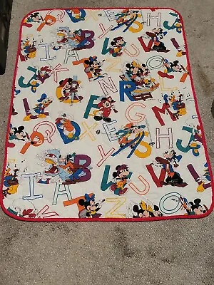 Vintage Mickey Minnie Mouse Alphabet Quilted Crib Baby Blanket Comforter 54x40  • $33.78