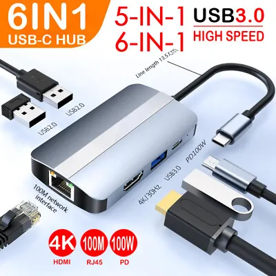$7.99 • Buy 5in1/6in1 USB-C Type C RJ45 USB 3.0 HUB SD Adapter For MacBook Pro IPad Pro Lot