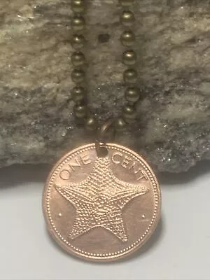 1985 Bahamas 1 C. Coin Pendant 24” Necklace Bahamian Starfish. Great Gift 🎁 A1 • $15.99