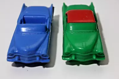 2 Vintage 1950's Processed Plastics Toy Cars Blue Convertible And Green Red Top • $18.99