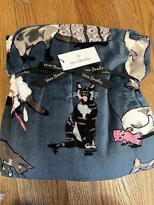Vera Bradley Cat’s Meow Blanket Throw Blue Fleece Kittens Cats NWT • $51.65