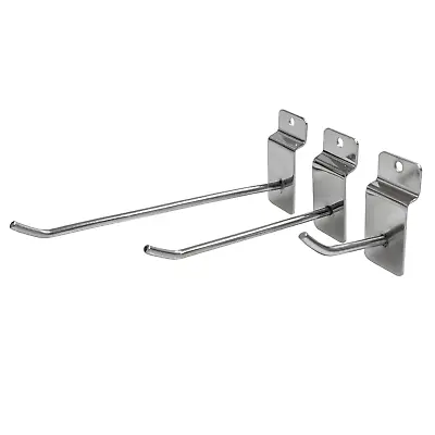 Budget Slatwall Hooks Single Prong Chrome Accessory Shop Display  2  4  6   • £6.02