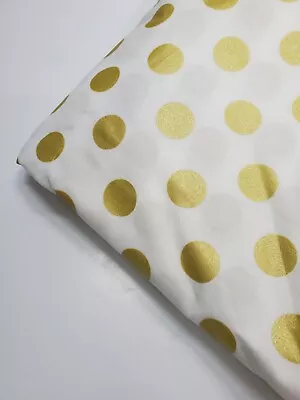 Michael Miller Fabric Metallic Gold Dot Christmas Cotton White Holiday 1 YARD • $9.90