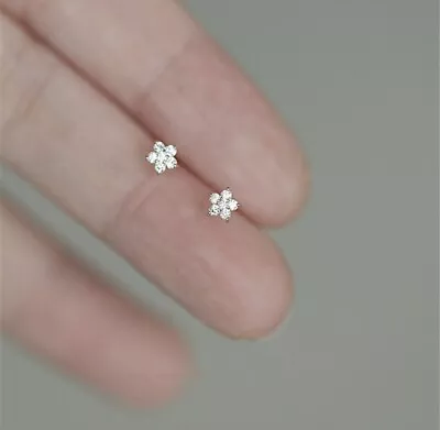 £29 • Buy 9ct Gold Diamond Cluster Stud Earrings ~ Solid 9K Gold