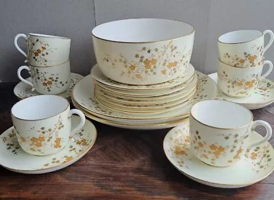 C.1880's COALPORT Teaset- PALE LemonRaised Gold Oriental Type Trailing Flowers. • £45