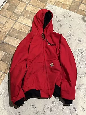 Vintage Carhartt Men's J140 RED Hooded Jacket Size XL Made In USA Rare • $119.99