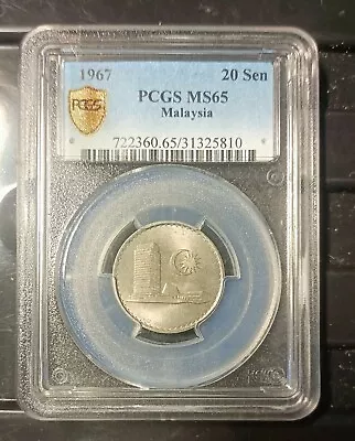 Malaysia 1967 20 Cent Coin Pcgs Ms65. • $80