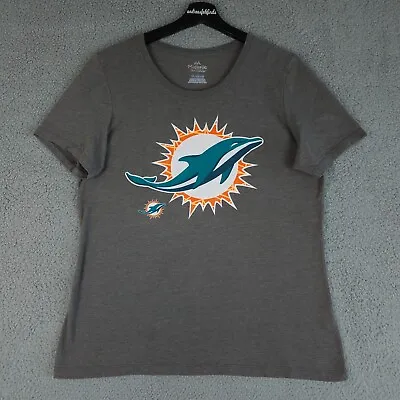 Miami Dolphins Shirt Womens XXL 2XL Gray Short Sleeve NFL Football Majestic Tee • $14.40