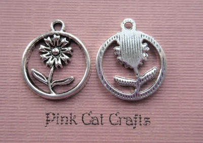 £1.99 • Buy Daisy Flower In Circle Charms Pendants Beads 10 X Tibetan Silver