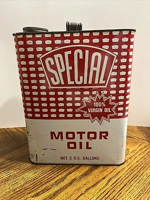 Vintage 1950s Special 100% Virgin Oil Motor Oil Can 2 Gallon • $99.99