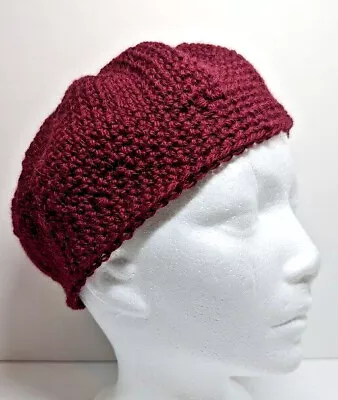 Maroon Tam Yak Alpaca Hat Skull Cap Merino Kufi Handmade Crochet Hand Knit OS • $26.99