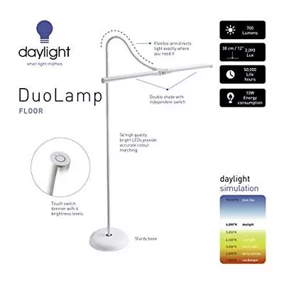 DN1530  Integrated 10 W Duolamp_Floor_White  132x53x21cm • £56.99