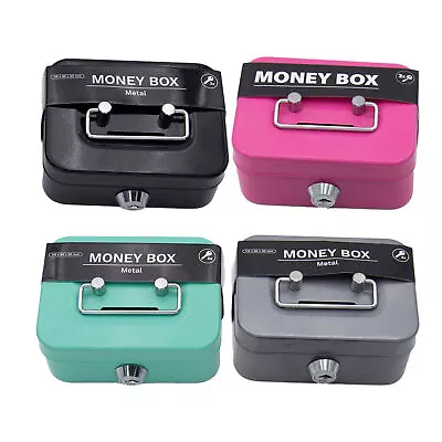 Small Lock Box Metal Cash Box Mini Safe Lock Box Money Bank Metal Coin Bank • $14.39