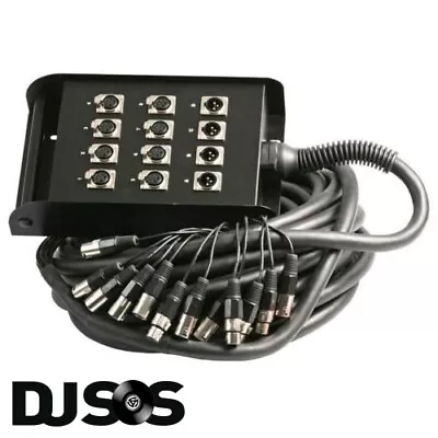 £85.12 • Buy PULSE PLS00322 12 Way 8/4 XLR Multicore Stagebox Stage Snake 15m 8 Send 4 Return