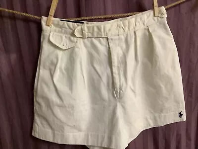 Vintage Ralph Lauren Womans High Waisted Logo Short Shorts White Size 12 • $12.99