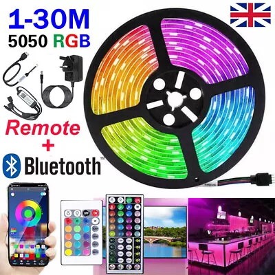 1-30M LED Strip Lights RGB 5050 Colour Changing Tape Cabinet Kitchen TV Lighting • £17.49