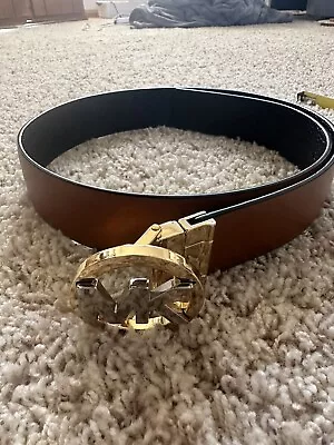 Michael Kors Reversible Black Brown Leather Belt MK Round Buckle Women’s • $10